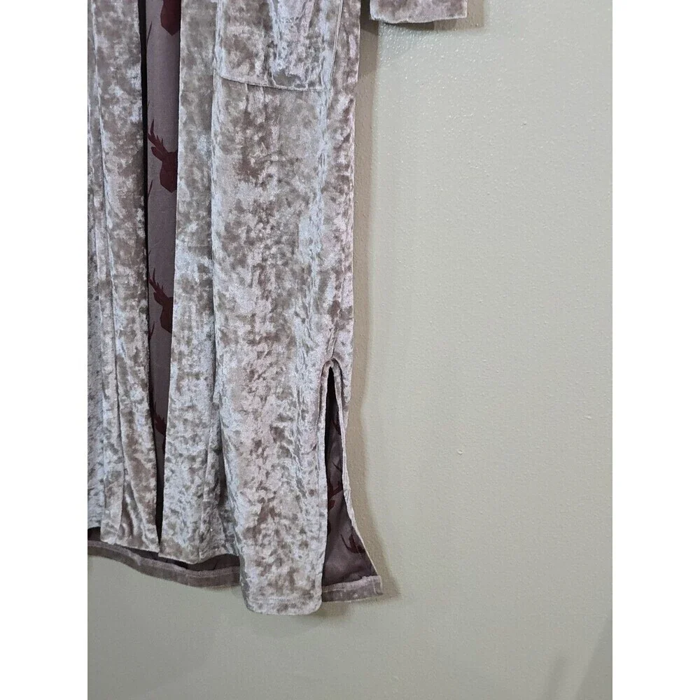 Panache Crushed Velvet Duster Cardigan Small Long Open Front Boho Maxi Kimono